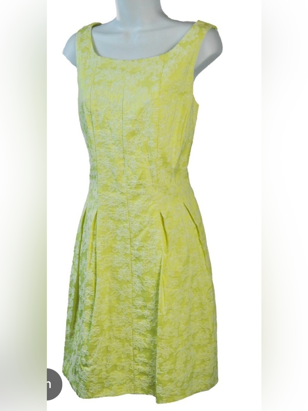 TAYLOR Sleeveless Yellow Lace Fit-and-Flare Dress